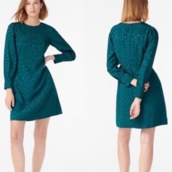 J.Crew Shift Dress in Green Jacquard Floral Dot – NWT – Size 8 Tall - Picture 1 of 9